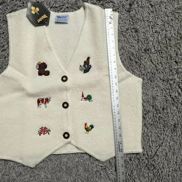 Meister 90s Vintage Retro Patterned New Wool Deadstock Vest Size L - Picture 5 of 7